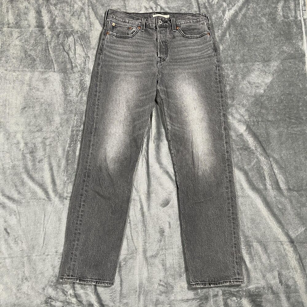 Levi's Wedgie Straight Jeans Womens W29 L28 Gray Charcoal Wash High Rise